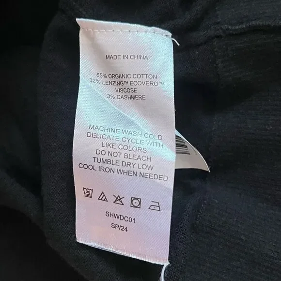 Quince Sweater Womens Small S Cashmere Crew Neck Black Pullover Organic Cotton - Picture 7 of 7